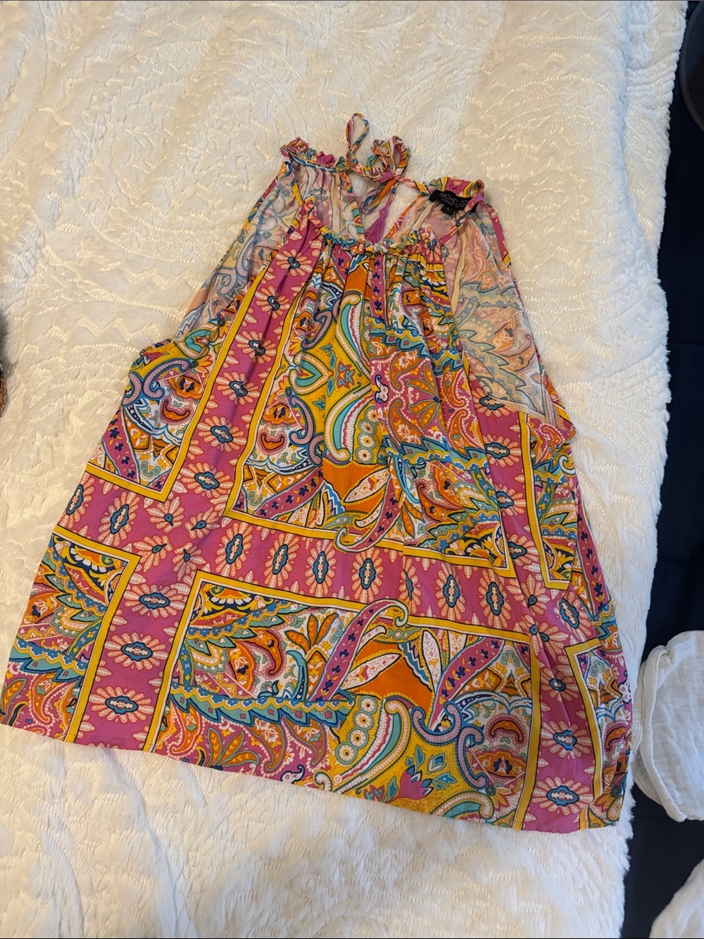 Rachel Zoe Pink and Yellow Paisley Halter Top